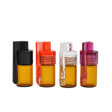glass pill box with cap sniff snuff spoon amber and clear bottle optional glass and plastic 36mm